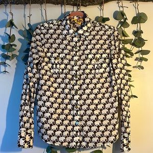 Tory Burch Elephants Print Button Down Shirt 6